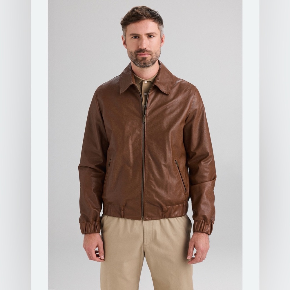 Remy classic brown leather jacket retro vintage coat size 42